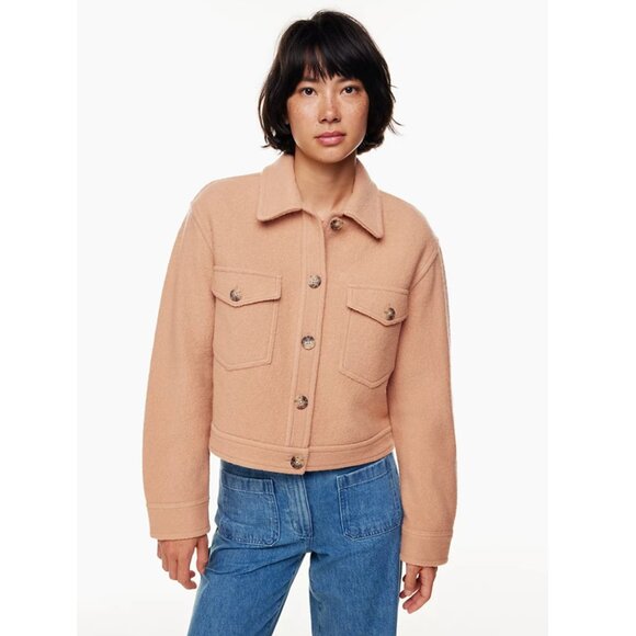 Aritzia Wilfred Free Autumn Shirt Jacket Womens Size XXL 2X Beige Tan 100% Wool - Picture 10 of 16